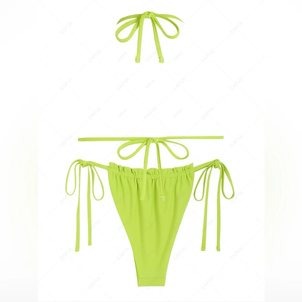 Zaful Green Bandeau Bikini Set with Ruched Details - Picture 4 of 6
